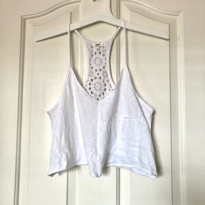 NWOT aerie White Crochet Racerback Camisole Tank